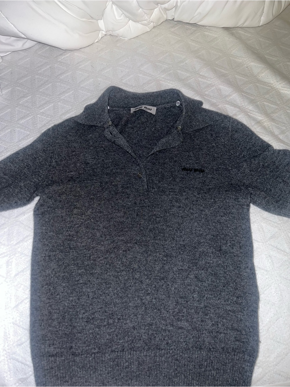 Miu Miu Charcoal Gray Polo Sweater